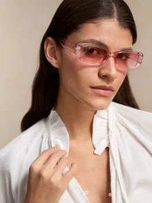 Tropiscape modernos com armação quadrada estilo Y2K, ideais para praia, fotografia e uso diário. Acessórios casuais para praia, para outono e inverno, perfeitos para um look campestre e de verão. - Baby Rosa - Ver 6