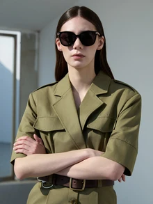 CHICVUE 1pc Plastic Frame & Metal Leg Fashion High-End Glasses Winter Gifts - Grey - View 5