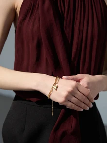 CHICVUE Heart Shaped Pendant Bracelet Valentines,Mom,Mother,Mother's Day,Gift - Yellow Gold - View 4