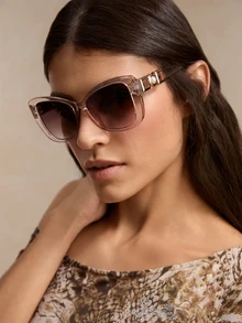 Tropiscape 1副仿珍珠亚克力猫眼时尚眼镜，沙滩配饰，女士眼镜，太阳镜，秋冬基础款，女士服装，商务休闲礼物，沙滩秋季圣诞节冬季圣诞礼物 - 香檳色 - 查看 3