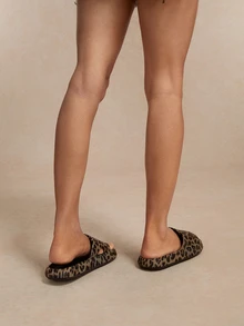 Tropiscape Dép đế dày chống trượt thoải mái cho nữ, dép đi biển họa tiết da báo thường ngày màu kaki, quà tặng Giáng sinh mùa hè thư giãn bãi biển mùa thu Giáng sinh Giáng sinh mùa đông - Giày kaki đen họa tiết da báo cỡ lớn - Xem 4