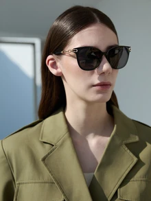 CHICVUE 1pc Plastic Frame & Metal Leg Fashion High-End Glasses Winter Gifts - Grey - View 2