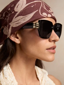 Tropiscape Vintage Square Oversized Thick Frame Plastic Sunglasses Fashion Classic Outdoor Travel Beach Vacation Uv Protection Eyewear Sunglasses Beach Sun Glasses Beach Accessories For Women Sun Glasses Sunglasses Shades Basics And Suit For Sweater Jeans Sweatpants Hoodie Jackets Dress And Long Sleeve Shirt Fashionable Shade Elegant Outfit Family Outings Travel Vacation Holiday For Summer Beach Vacation,Outdoor,Travel Cottagecore,SummerOutfit - Black - View 6