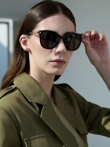 CHICVUE 1pc Plastic Frame & Metal Leg Fashion High-End Glasses Winter Gifts - Grey - View 3