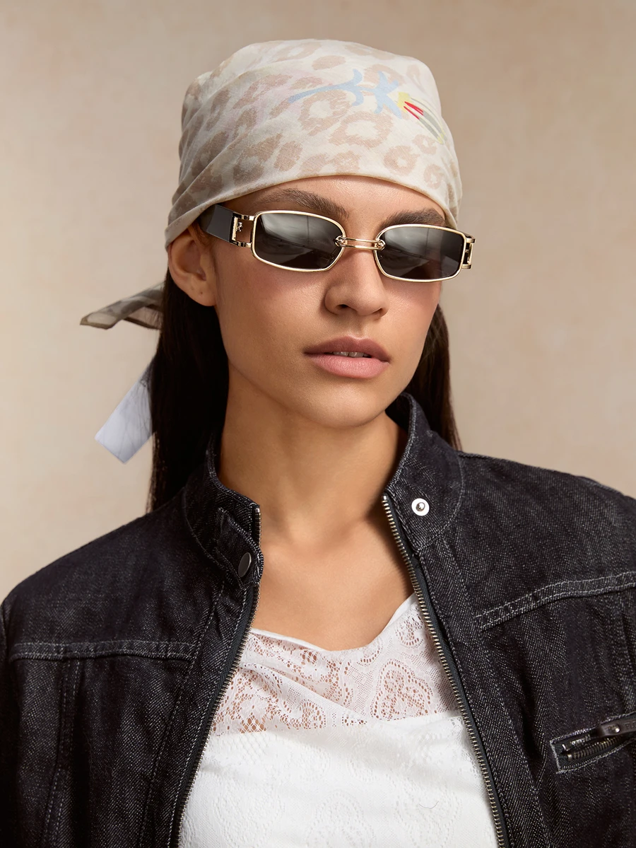 Tropiscape 1副女士金属方形窄框复古韩版个性时尚眼镜，适合日常佩戴、度假、婚礼等场合 - 女士配饰优雅太阳镜沙滩配饰女士沙滩眼镜太阳镜百搭秋冬女装商务休闲礼物沙滩秋季圣诞节冬季圣诞礼物 - 金色 - 查看 1