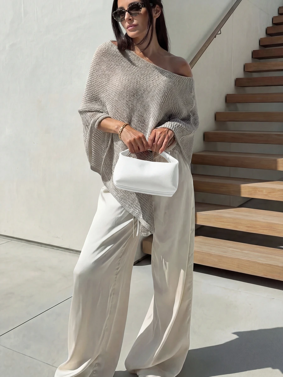 Áo khoác ngoài nữ màu xám, thiết kế bất đối xứng, khoét vai, chất liệu dệt kim nhẹ, thích hợp cho bãi biển, kỳ nghỉ, tiệc tùng, phong cách thường ngày mùa xuân/hè, thanh lịch, đa năng, mặc đi làm, ở nhà, đi nghỉ mát.