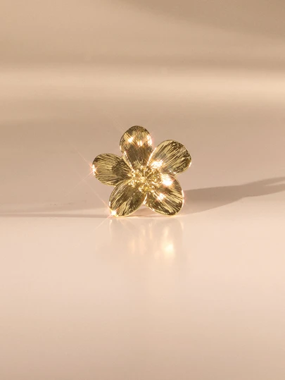 Etoivie Elegant Stainless Steel Flower Adjustable Open Finger Ring, 18K Gold PVD Coating, Waterproof, Wedding Gift For Women Valentines Wedding