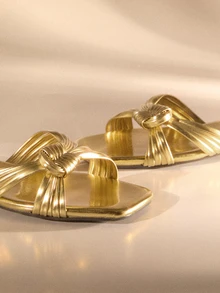 Etoivie Women's Casual Chic Beach Style Woven Slip-On Wedge Sandals - Gold - View 4