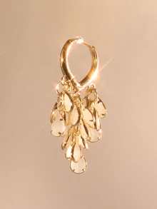 Etoivie 1 Pair Fashionable High-End Luxury Sparkling Elegant Sweet Versatile High-Quality Gold, Silver, Pink, Colorful, Peach, White Water Drop, Heart, Flower, Round Zirconia Hoop Earrings, Suitable For Women's Daily Wear, Weddings, Galas, Parties, Gifts For Friends Wedding Wedding - White Jade Multi- - View 3