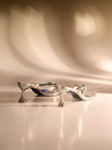 Etoivie 时尚高跟凉鞋，新款设计，饰以彩色宝石，窄带女士人字拖，适合夏季派对、婚礼、宴会等场合，金色女士高跟凉鞋，婚礼必备 - 金色 - 查看 2