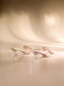 Fashionable Translucent High Heel Sandals With Colorful Rhinestone Decor (Rhinestone Positions Random) Wedding Wedding - Multicolor - View 4