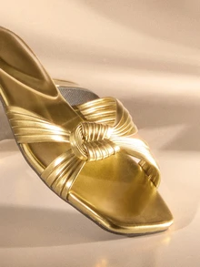 Etoivie Women's Casual Chic Beach Style Woven Slip-On Wedge Sandals - Gold - View 5