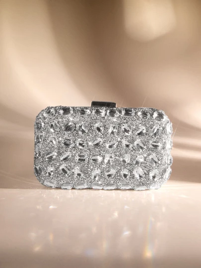 Etoivie 轻巧、商务休闲水钻装饰水桶包迷你抽绳设计、透明包仿珍珠包晚宴包、晚餐包迷人、优雅、精致、安静奢华的水钻适合派对女孩、女人、新娘非常适合派对、晚宴/宴会圣诞派对礼服，完美搭配新年服装，与女士派对礼服完美搭配