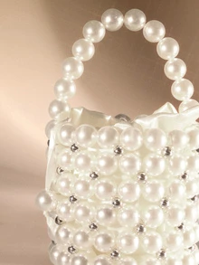 Etoivie Mini Faux Pearl Rhinestone Decor Bucket Bag, Fashion Daily Use, Elegant Pearl Bag Wedding - Multicolor - View 4