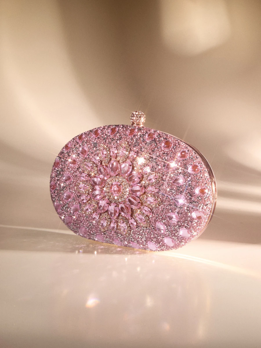 Etoivie 欧美时尚手提宴会包跨境流行爱情包复古链条单肩斜挎包钱包，情人节，情人节婚礼 - 粉色 - 查看 1