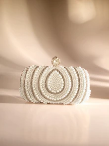Etoivie Women's Versatile And Fashionable Teardrop Pearl Mini Box Clutch Bag, Exquisite Evening Bag, Retro Luxurious Crystal Formal Handbag Suitable For Wedding, Cocktail, Ball, Christmas Party, Comes With Chain, Elegant Pearl Bag, Perfectly Matching With Bridal Party, Prom Bag For Party, Party Bags,Perfect For Party Wedding Prom Dinner/Banquet Matching With Holiday Party Dress Evening Dress & Sequin Dress Wedding Wedding - Gold - View 1