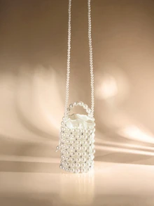 Etoivie Mini Faux Pearl Rhinestone Decor Bucket Bag, Fashion Daily Use, Elegant Pearl Bag Wedding - Multicolor - View 5
