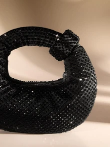 Etoivie A Glittering Moon Shaped Purse, Elegant Party Clutch Bag With Abacus Design, Bling Bling Rhinestone Women's Handbag, Chic Casual Shoulder Bag, Sparkling Glitter Bag, An Interesting Gift For Women On Valentine's Day , Wedding Wedding - Black - View 5