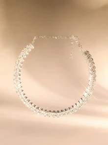 Etoivie 1 Set Luxury Crystal Rhinestone Necklace, Earrings And Bracelet Set, Elegant Bridal Party Accessories - Silver - View 3