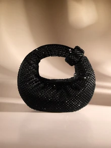 Etoivie A Glittering Moon Shaped Purse, Elegant Party Clutch Bag With Abacus Design, Bling Bling Rhinestone Women's Handbag, Chic Casual Shoulder Bag, Sparkling Glitter Bag, An Interesting Gift For Women On Valentine's Day , Wedding Wedding - Black - View 2