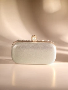 Etoivie Women's Versatile And Fashionable Teardrop Pearl Mini Box Clutch Bag, Exquisite Evening Bag, Retro Luxurious Crystal Formal Handbag Suitable For Wedding, Cocktail, Ball, Christmas Party, Comes With Chain, Elegant Pearl Bag, Perfectly Matching With Bridal Party, Prom Bag For Party, Party Bags,Perfect For Party Wedding Prom Dinner/Banquet Matching With Holiday Party Dress Evening Dress & Sequin Dress Wedding Wedding - Gold - View 5
