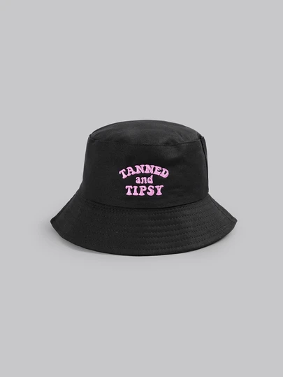 DareSee 1 件女式“TANNED”刺绣渔夫帽，户外运动旅行海滩必备渔夫帽，透气时尚百搭太阳帽