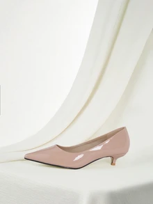 Clariva Fall/Winter Point Toe Kitten Heeled Pumps, Elegant - Apricot - View 2