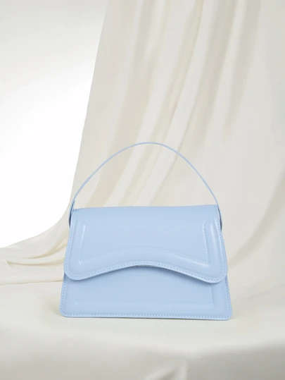 Clariva New Blue Solid Color PU Leather Mini Square Handbag For Girls, Simple And Stylish Bag For Going Out, And Versatile Handbag , Blue