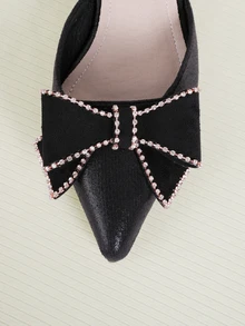 Clariva Fall/Winter High Heeled Women's Shoes, Fashionable Large Buckle Women's Shoes, Daily Elegant Style Valentines,Elegant,Kitten Heels,Party - Black - View 3