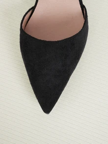 Clariva 2025秋冬季女士黑色极简主义踝带粗跟高跟鞋，优雅尖头高跟鞋，优雅 - 黑色 - 查看 4