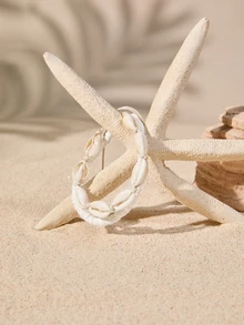 Tropiscape 2 piezas Tobillera con diseño de concha, adecuada para uso diario en otoño, Navidad, invierno, regalos de Navidad - Blanco - Ver 1