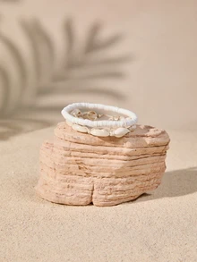 Tropiscape 2 piezas Tobillera con diseño de concha, adecuada para uso diario en otoño, Navidad, invierno, regalos de Navidad - Blanco - Ver 4