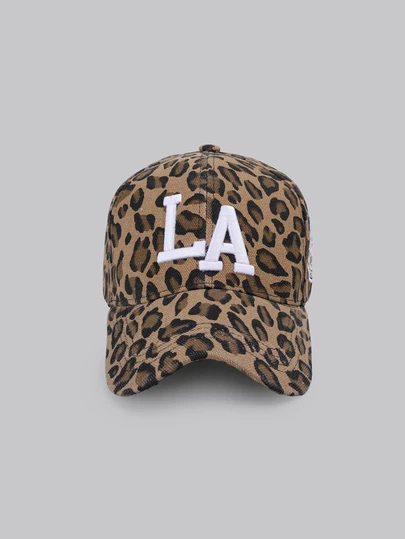 DareSee 1pc Women Leopard Print LA Baseball Cap, Adjustable Outdoor Sun Protection Casual Hat, Suitable For Spring, Autumn Traveling, Beach Party