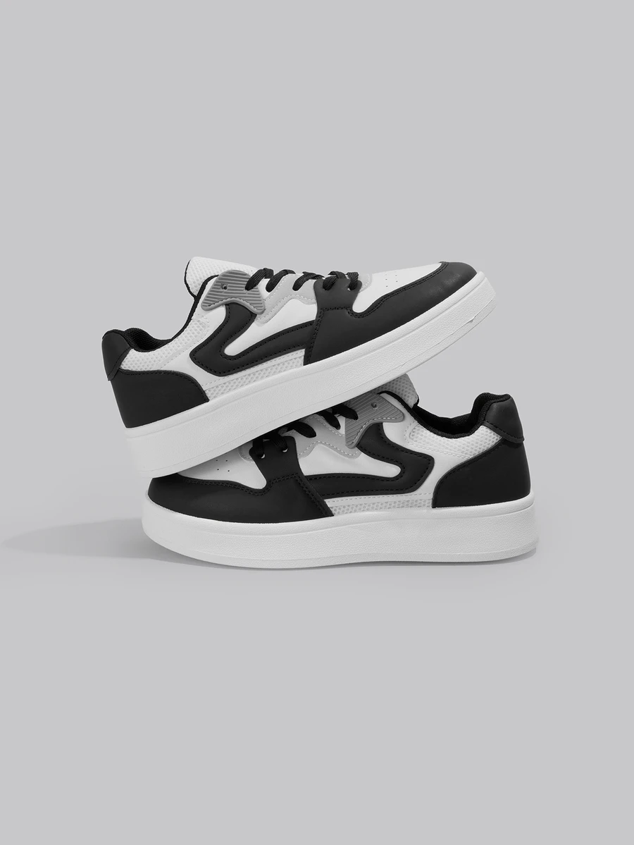 DareSee 2025春季新款女士黑白学生鞋，时尚运动鞋休闲鞋滑板鞋，透气百搭运动鞋，时尚ins风音乐节 - 黑與白 - 查看 1