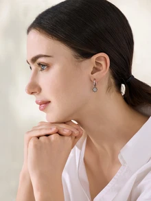 Clariva 1pc Gorgeous Silver Sun & Moon Design Fashion Stainless Steel Pendant Earrings - Silver - View 4