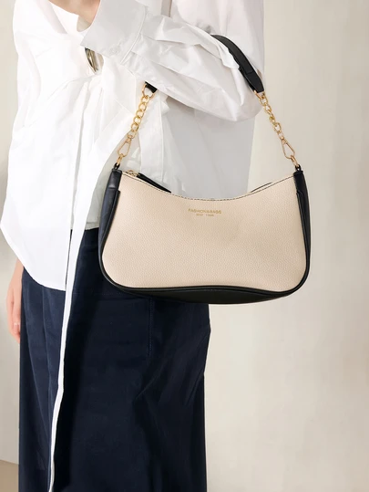 Clariva 时尚纯色字母百搭简约女士腋下斜挎包，优雅链条单肩包，适合购物、携带钱包，适合年轻女性、大学生、职场新人、白领人士。是办公室、大学、工作、商务、通勤、户外活动、旅行和短途旅行的理想之选。