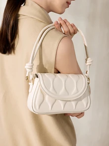 Clariva 流行女士肩背/斜挎包,帶有蓋子和pu材料,新品上市,適用於日常生活、購物和情人節禮物 - 白色 - 查看 2