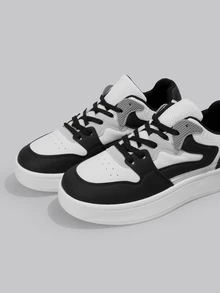 DareSee 2025春季新款女士黑白学生鞋，时尚运动鞋休闲鞋滑板鞋，透气百搭运动鞋，时尚ins风音乐节 - 黑與白 - 查看 5