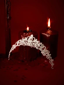 Etoivie Rhinestone Crown Design Elegant Bridal Headband Royal Tiaras Valentine's Day Accessories - Silver - View 2