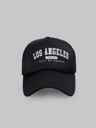 DareSee 1入組男士洛杉磯字母印花戶外休閒防曬調節棒球帽，適用於日常穿著