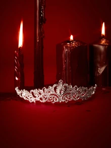 Etoivie Rhinestone Crown Design Elegant Bridal Headband Royal Tiaras Valentine's Day Accessories - Silver - View 1