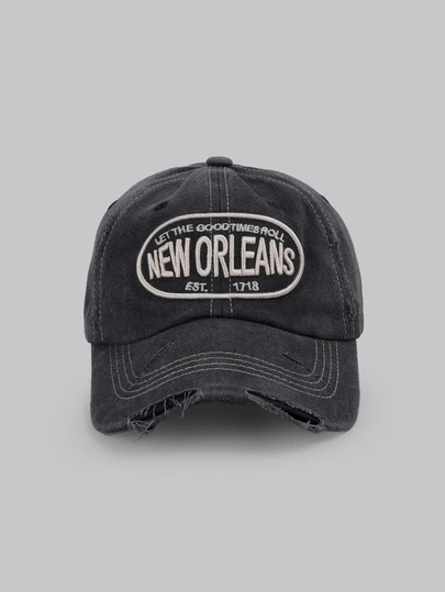 DareSee 1pc Unisex Vintage Multicolor Letter "NEW ORLEANS" Embroidered Distressed Washed Soft Brim Baseball Cap, Suitable For Streetwear, Sports, Outdoor, Daily Wear