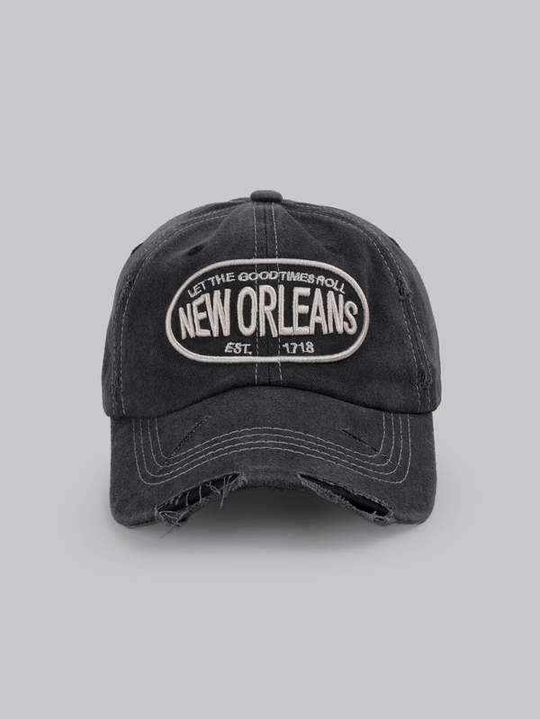 DareSee 1pc Unisex Vintage Multicolor Letter "NEW ORLEANS" Embroidered Distressed Washed Soft Brim Baseball Cap, Suitable For Streetwear, Sports, Outdoor, Daily Wear