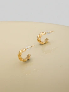 NobleVue 6 Pairs Geometric Creative Fashion Minimalist Everyday Delicate Small Earrings For Women, Suitable For Daily Wear - Yellow Gold - View 4