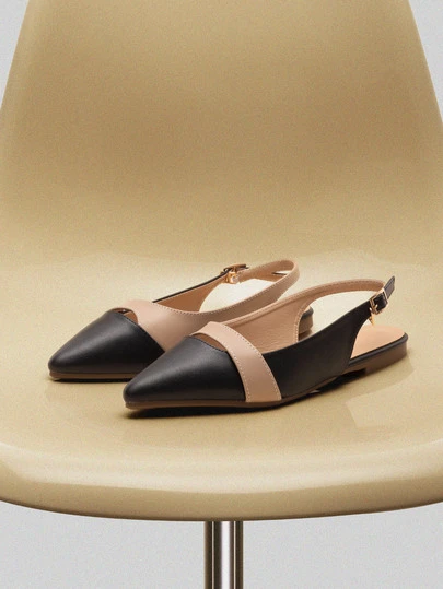 NobleVue 女士新款夏季时尚包头凉鞋，拼色平底鞋，仙女风格百搭一脚蹬