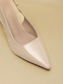 NobleVue 女士黑色细高跟鞋 时尚尖头正式高跟鞋 时尚踝带高跟鞋 - 杏色 - 查看 2