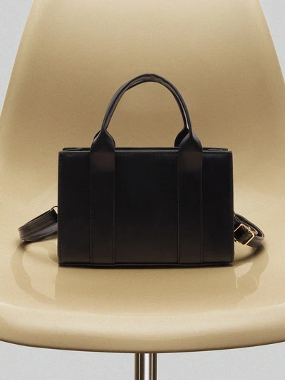 NobleVue Mini Square Bag Elegant Double Handle Zipper PU