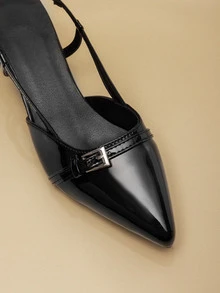 NobleVue Nuevos zapatos de tacón grueso con punta puntiaguda para mujeres en 2024, de estilo elegante y de moda, con correa versátil de estilo retro, adecuados para todas las estaciones - Negro - Ver 2