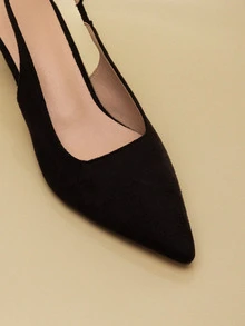 NobleVue 女士黑色尖头高跟鞋 时尚尖头正式高跟鞋 时尚踝带高跟鞋 - 黑色 - 查看 2