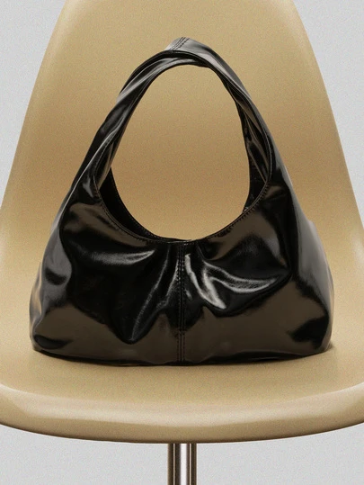 NobleVue 1 件绗缝按扣 PU 纯色复古软皮饺子单肩包，时尚拼布腋下包，新月形油蜡皮革大容量通勤休闲手提包，适合办公室、商务、约会、购物、旅行、送给女朋友、闺蜜、女性日常使用的礼物